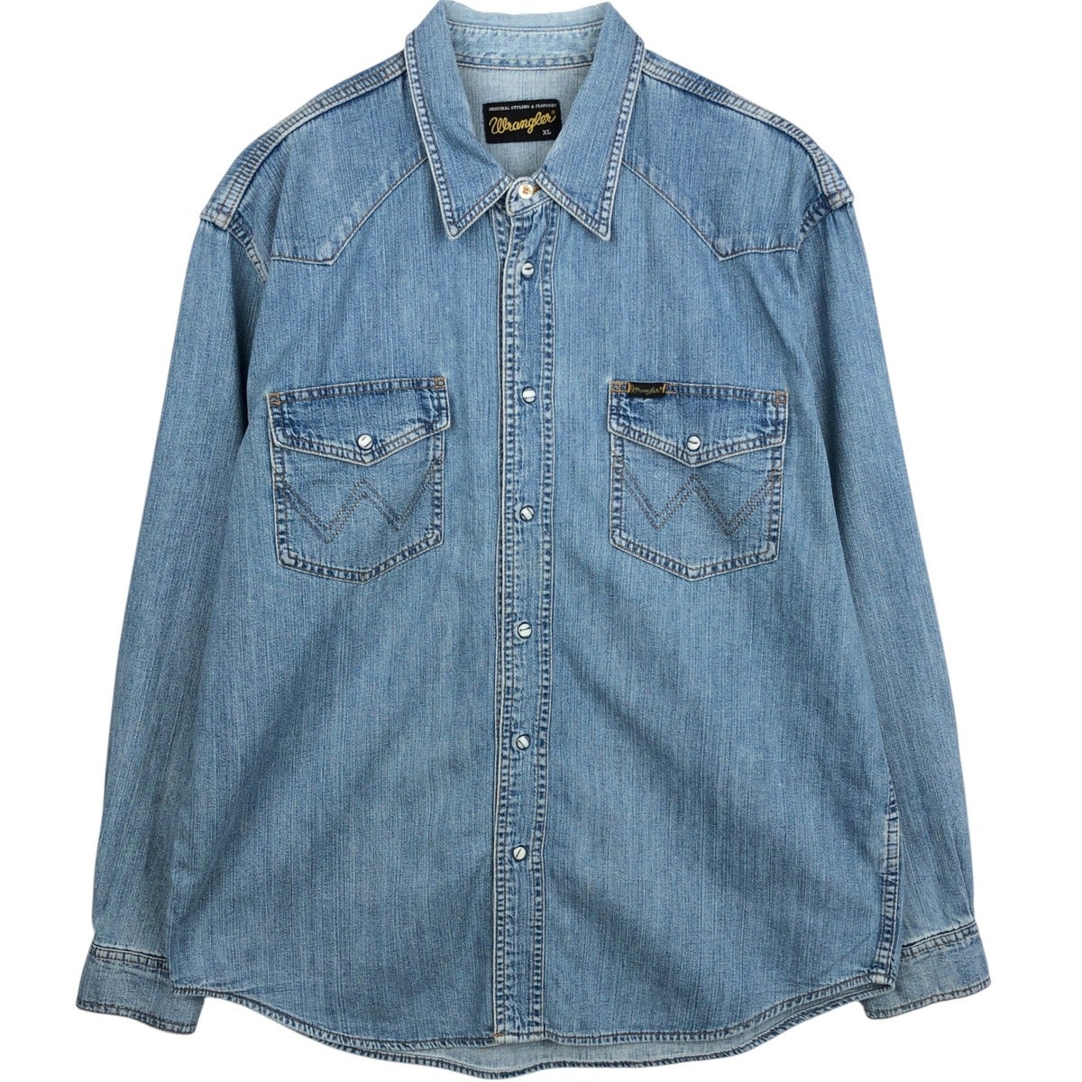 古着 ラングラー Wrangler 長袖 デニムウエスタンシャツ メンズM相当
