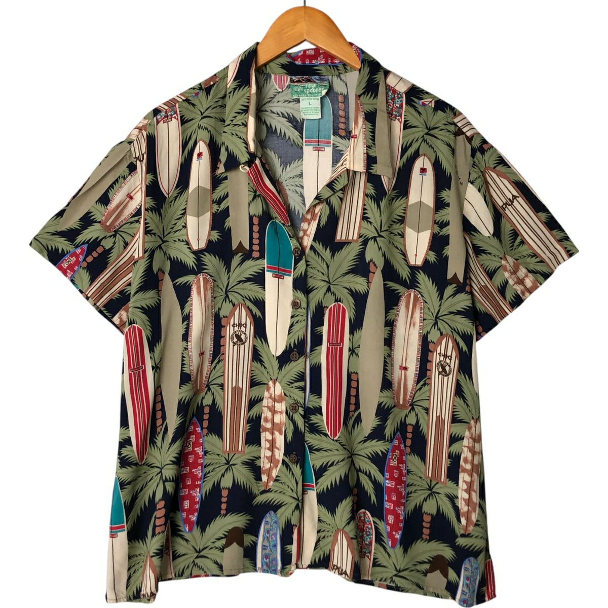 Reyn Spooner レインスプーナー 1980～90s ダイヤモンドヘッドタグ ハワイアンシャツ M Beige/Navy ヴィンテージ 半袖 アロハシャツ 総柄 トップス【中古】【Reyn Spooner】 fc4e237aa20e5d37613dea21516e34