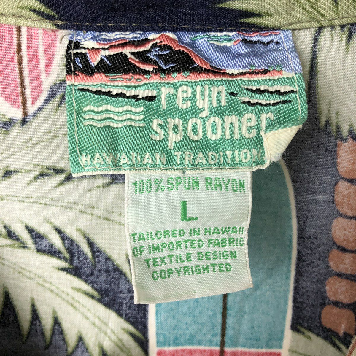Reyn Spooner レインスプーナー 1980～90s ダイヤモンドヘッドタグ ハワイアンシャツ M Beige/Navy ヴィンテージ 半袖 アロハシャツ 総柄 トップス【中古】【Reyn Spooner】 reyn spooner（レインスプーナー） 古着 80~90年代 ダイヤモンドヘッド