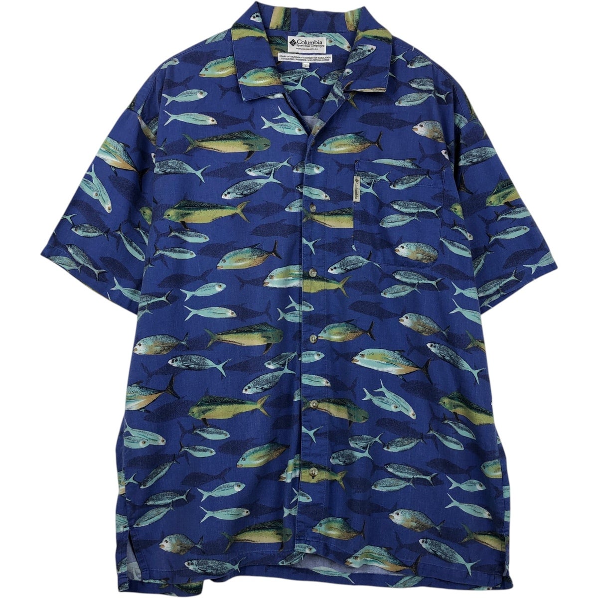 古着 80～90年代 JOE KEALOHA 総柄 魚柄 オープンカラー ハワイアン