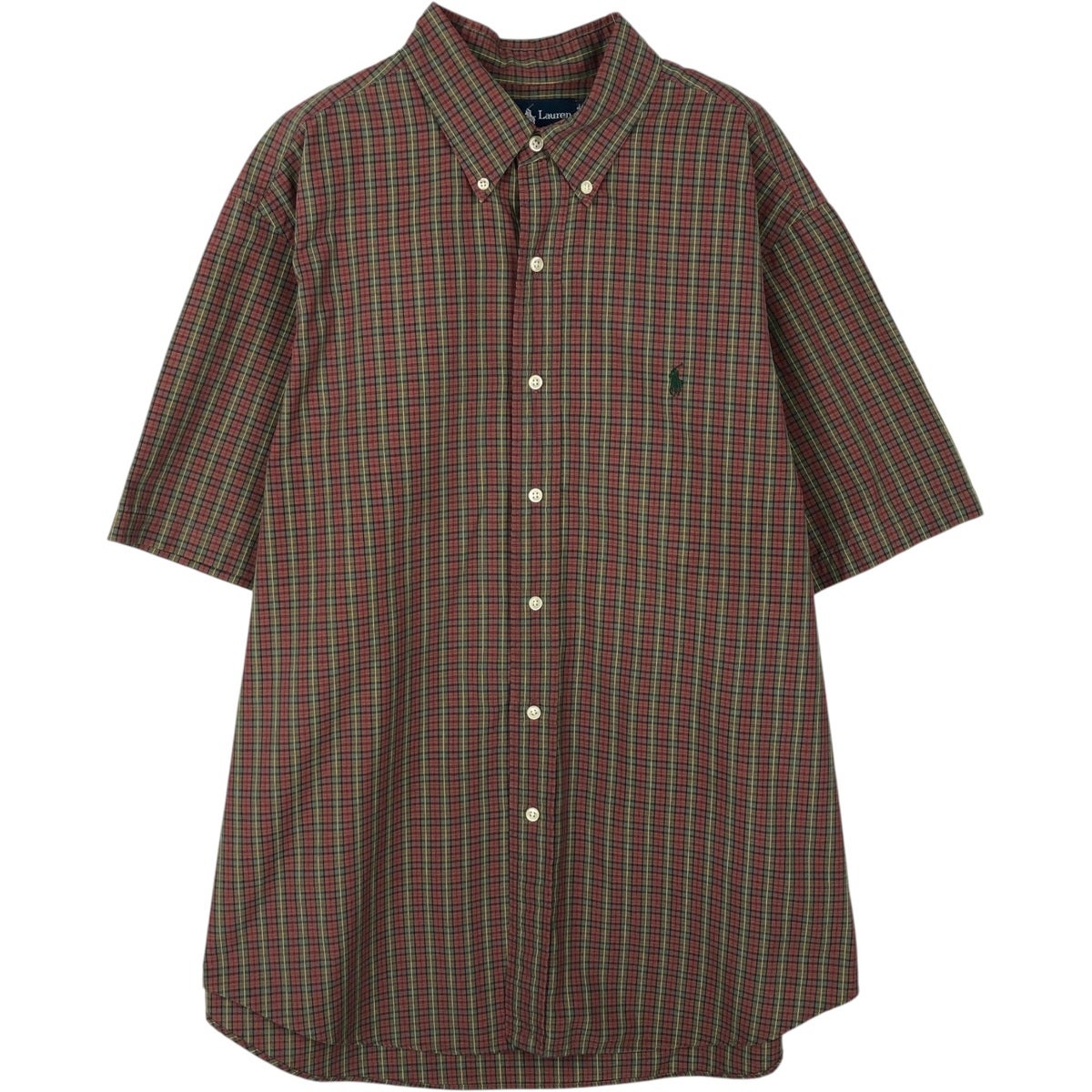 古着 ラルフローレン Ralph Lauren BLAKE パッチワーク 半袖 ボタン