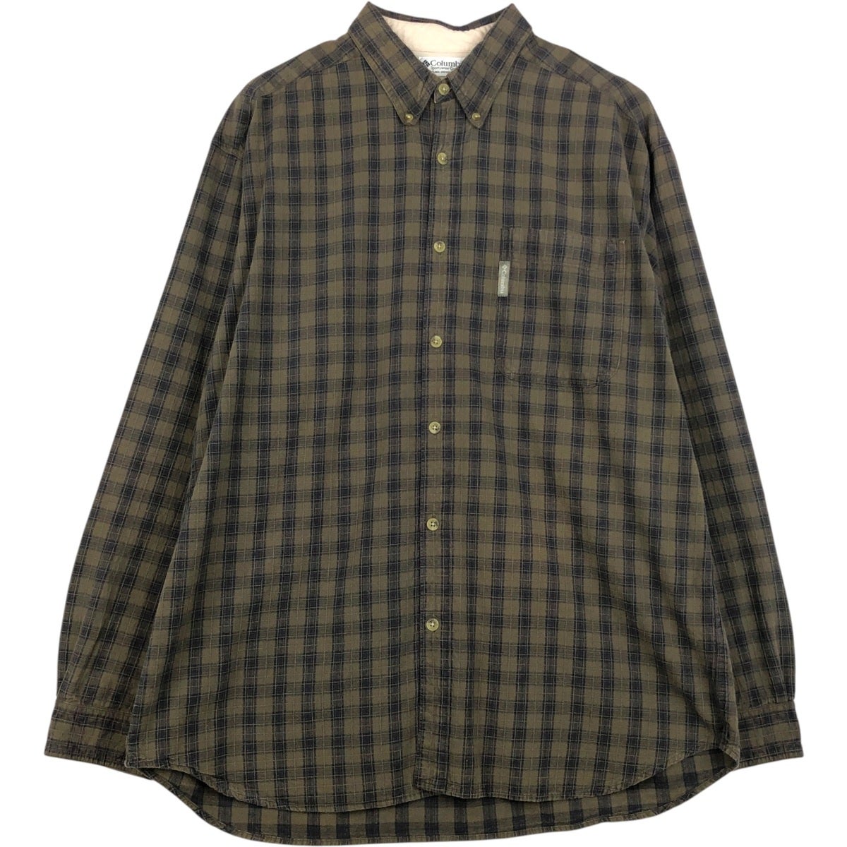 新品 90年代 Columbia GRT 長袖シャツ チェック plaid 古着 90～00年代 コロンビア Columbia リップストップ 長袖 ボタン
