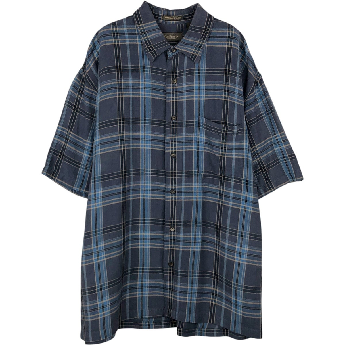 American Living ラガーシャツ ネイビー グレー XL 古着 AMERICAN LIVING ボーダー柄 長袖 ラガーシャツ メンズM