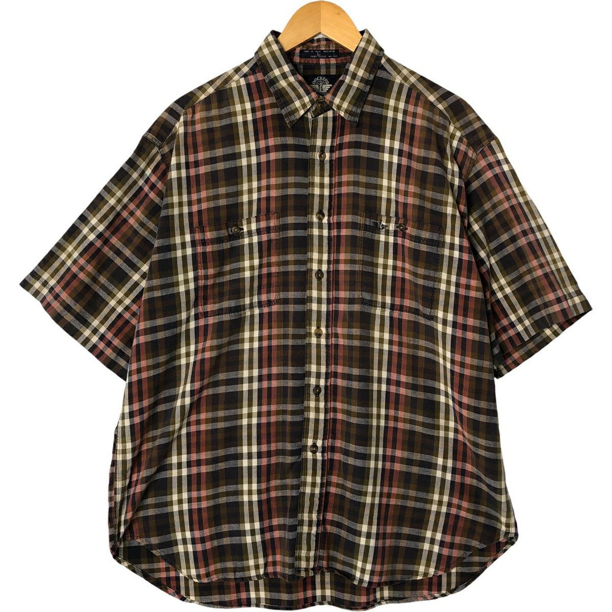 古着 ドッカーズ DOCKERS ボタンダウン 半袖 コットン ストライプ