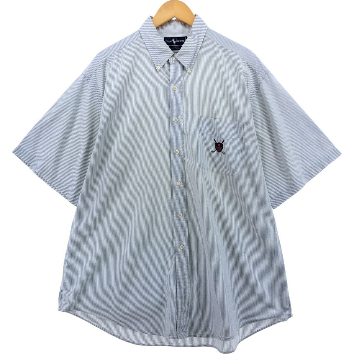 古着 ラルフローレン Ralph Lauren BLAIRE シアサッカー 半袖 ボタン