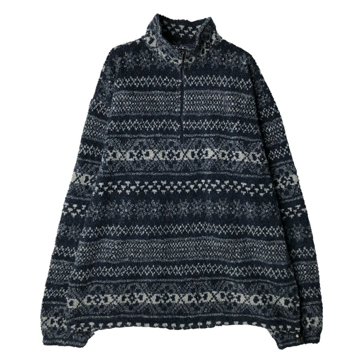 古着 90年代 コロンビア Columbia 白タグ 総柄 ハーフジップ フリース