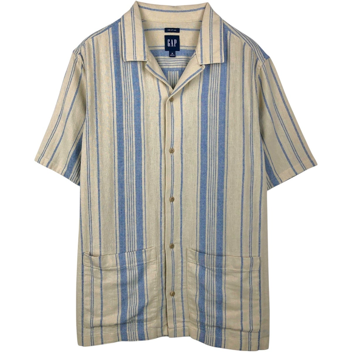古着 00年代 ギャップ GAP MADE WITH LINEN 半袖 オープンカラー コットン×リネンシャツ ボックスシャツ メンズL相当/eaa655824 古着 00年代 ギャップ GAP MADE WITH LINEN 半袖 オープンカラー