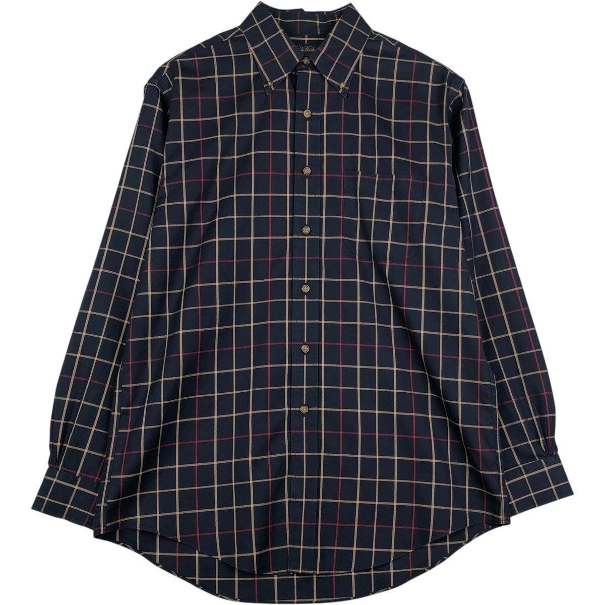00s ブルックスブラザーズ チェック長袖シャツ M ブラック×ホワイト レア 古着 ブルックスブラザーズ Brooks Brothers 長袖 ボタンダウン