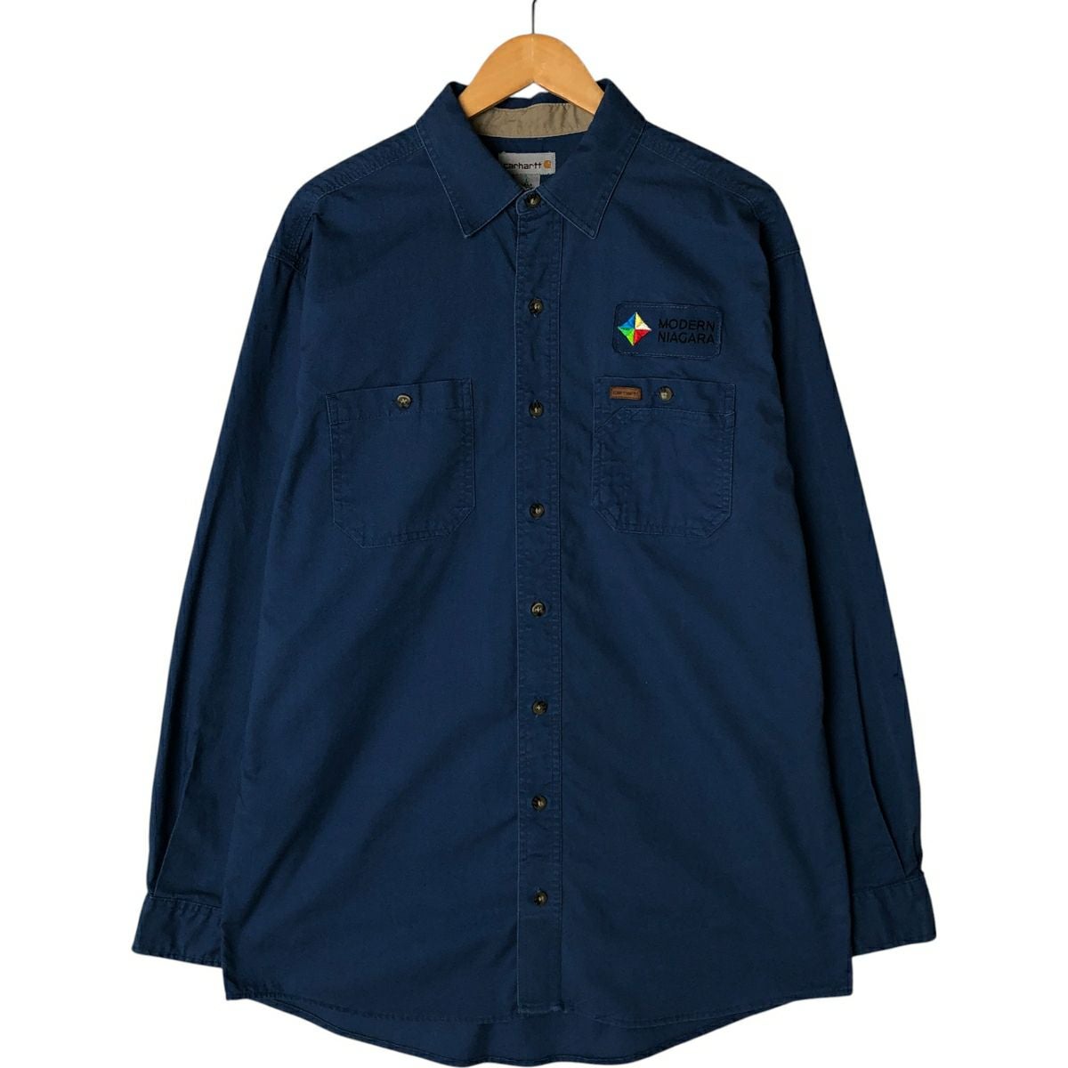 Carhartt ネイビー ワークシャツ 半袖 古着 カーハート Carhartt 半袖 ワークシャツ メンズXL相当 /eaa575103
