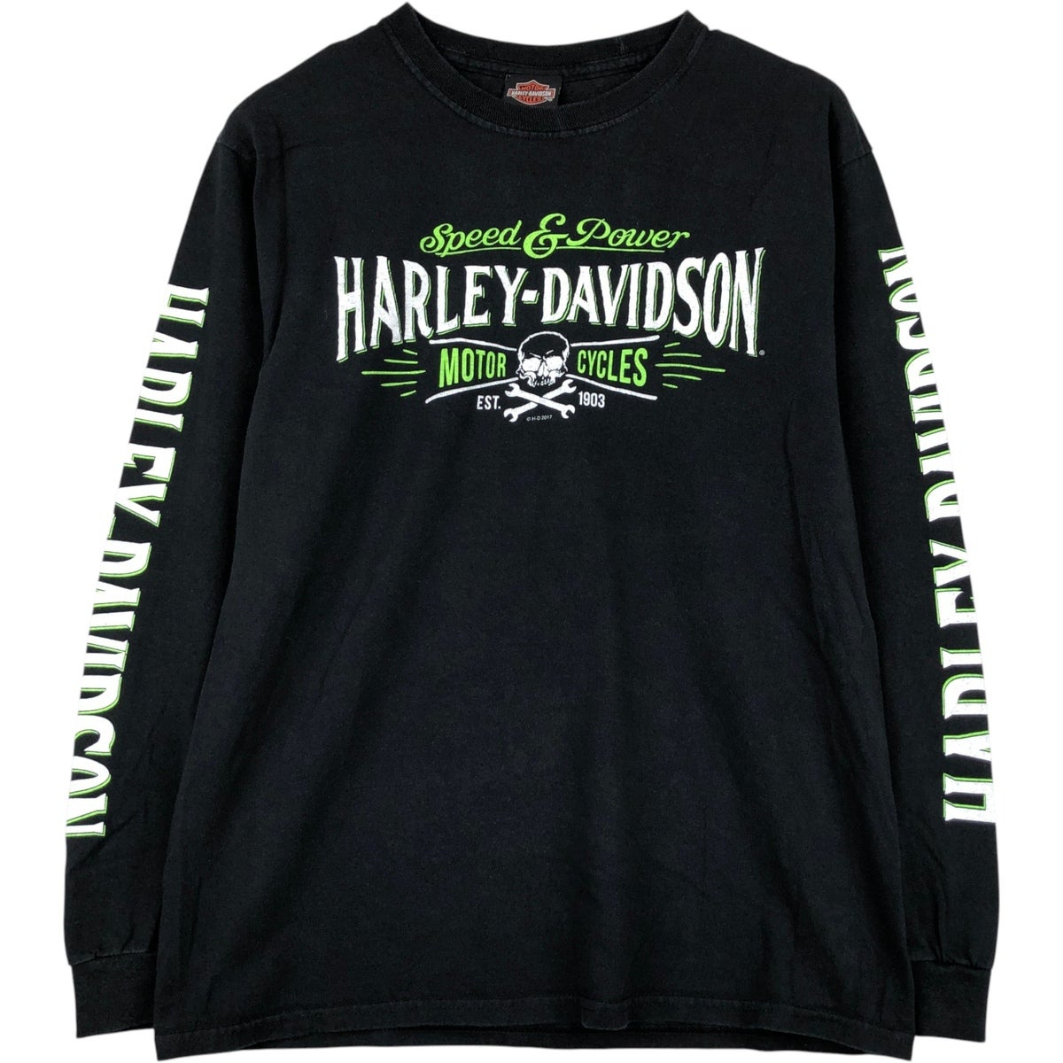 古着 ハーレーダビッドソン Harley-Davidson ドクロ柄 スカル柄 ロング