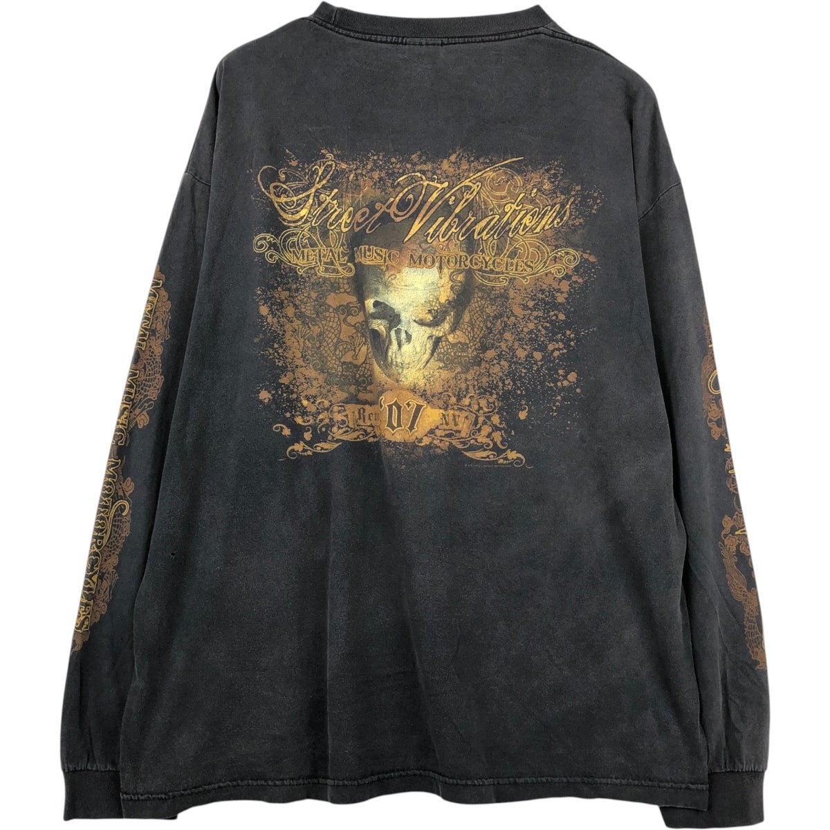 古着 ALSTYLE ドクロ柄 スカル柄 ロングTシャツ ロンT メンズXXL相当
