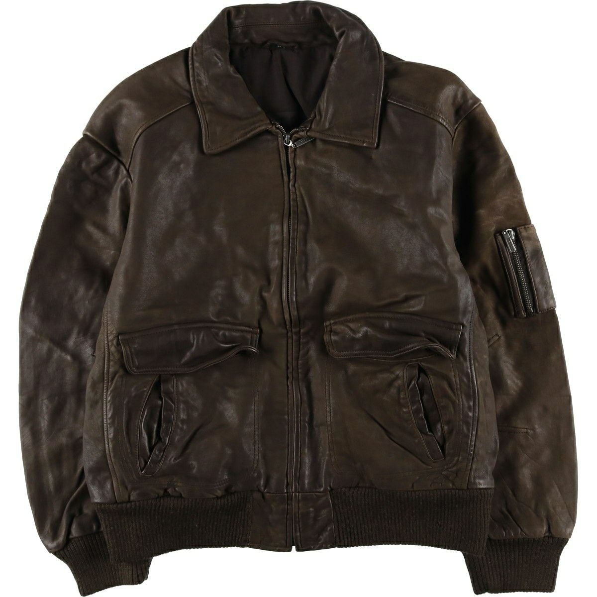 古着 Members Mark スイングトップタイプ レザーブルゾン メンズL相当