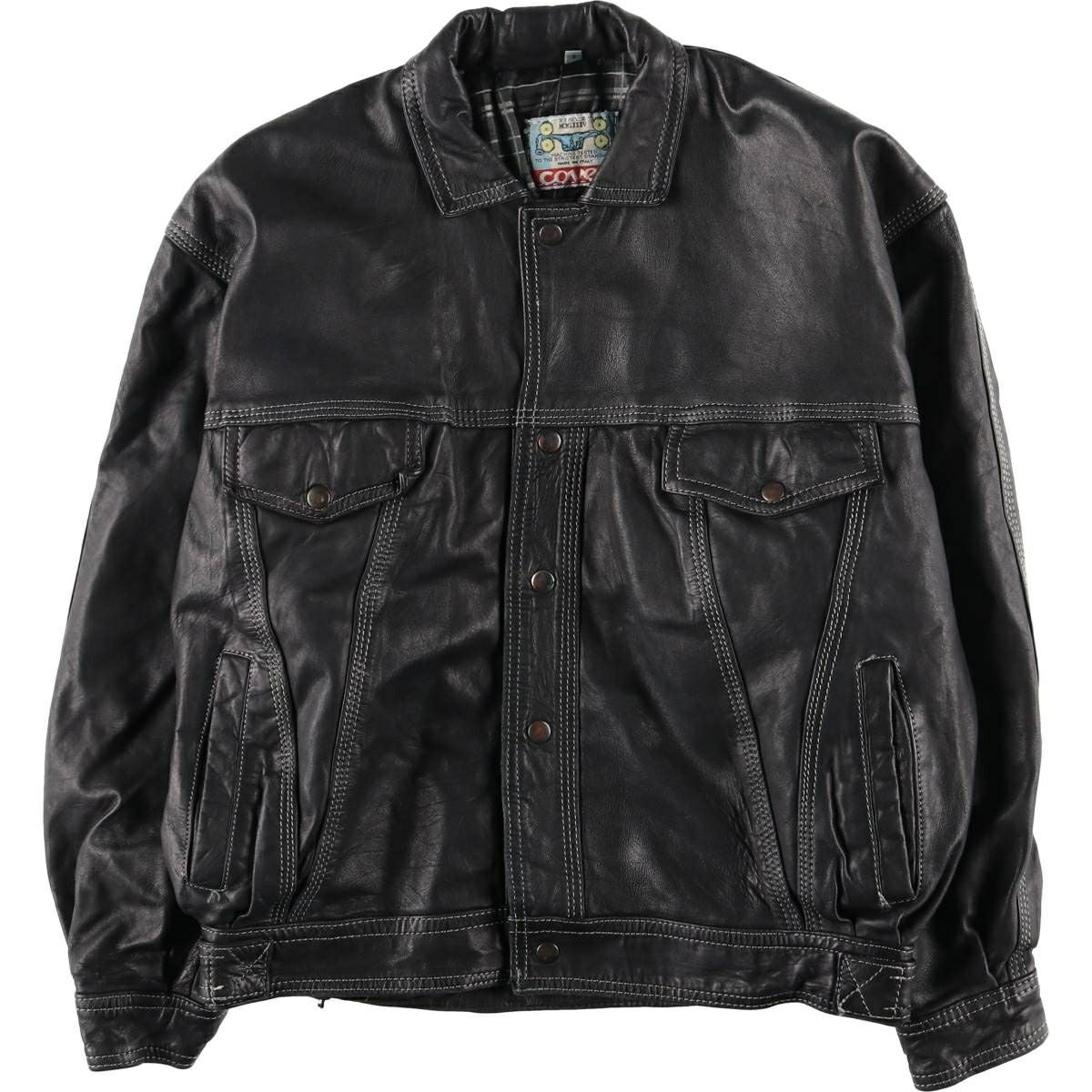 古着 Stewart 中綿入り レザージャケット イタリア製 メンズXL相当