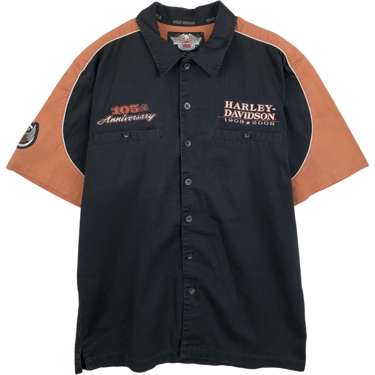 古着 ハーレーダビッドソン Harley-Davidson 半袖 オープンカラー