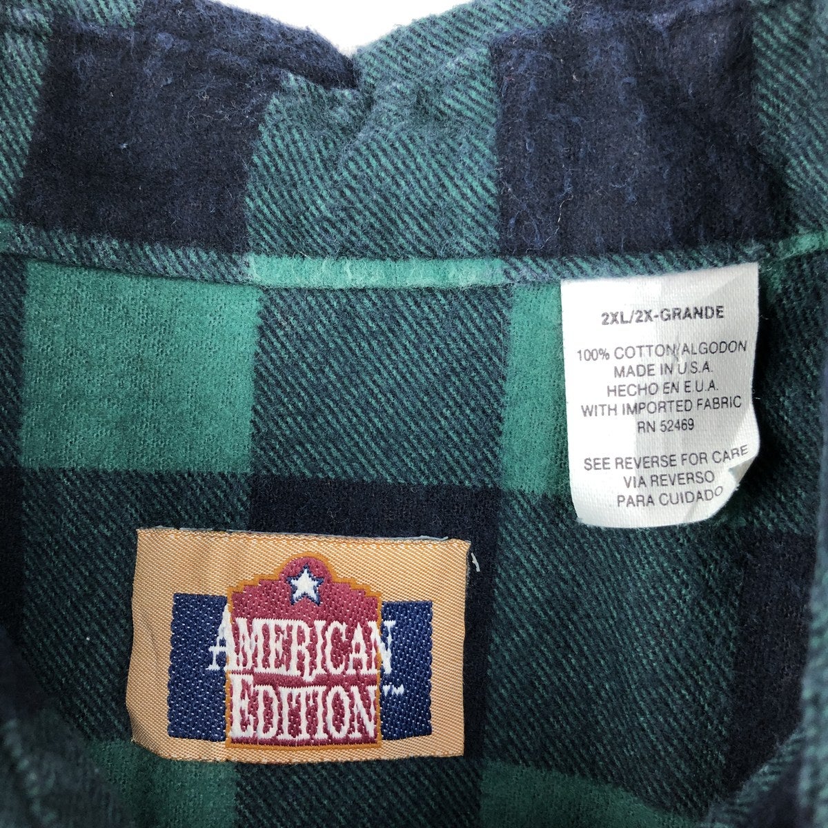 90s バッファローチェックネルシャツ ジップアップ M ヴィンテージ 古着 90年代 AMERICAN EDITION バッファローチェック 長袖 プリント