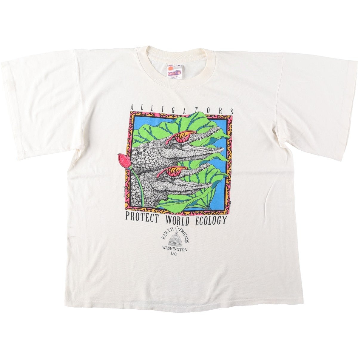 古着 90年代 solar-T ワニ柄 アートTシャツ メンズXL相当 ヴィンテージ
