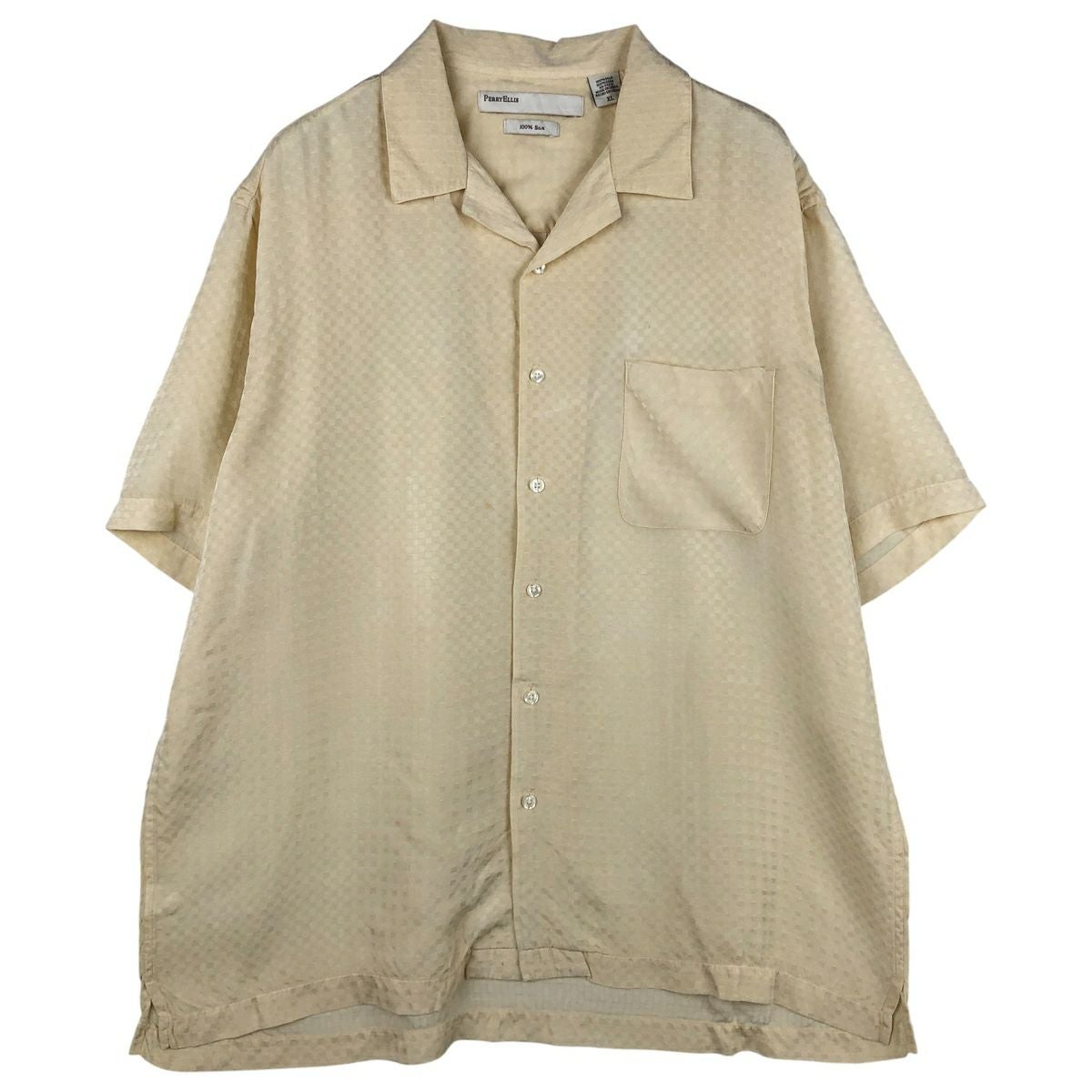 古着 ペリーエリス PERRY ELLIS 総柄 オープンカラー 長袖 シルク 古着 ペリーエリス PERRY ELLIS 総柄 オープンカラー 長袖 シルク