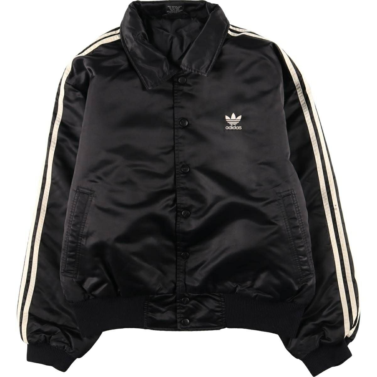 00s 古着 adidas トラックジャケット 白 黒 トレフォイル バックロゴ アディダス☆トラックジャケット 切替 トレフォイル 刺繍ロゴ 白×黒 M