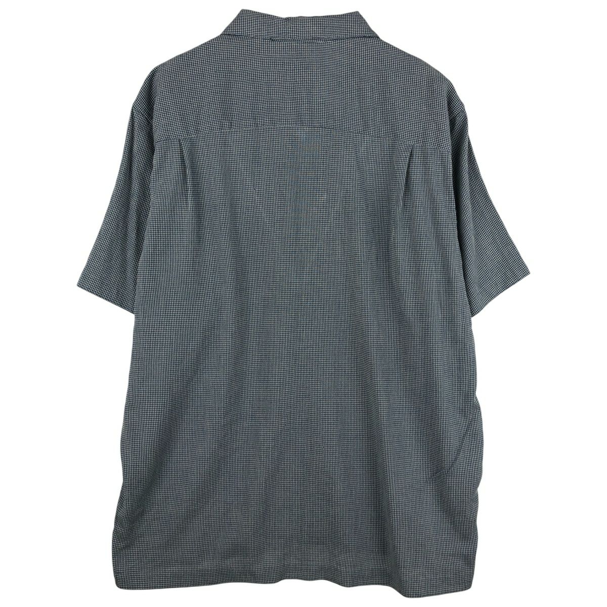 古着 ペリーエリス PERRY ELLIS チェック柄 半袖 オープンカラー ポリ
