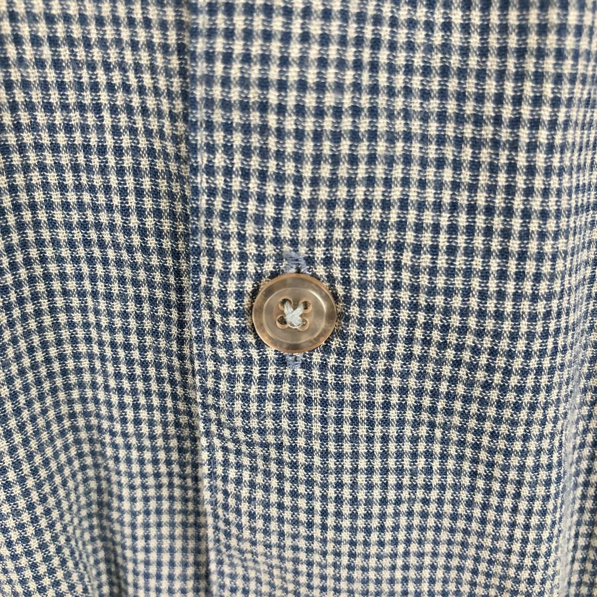 古着 ペリーエリス PERRY ELLIS チェック柄 半袖 オープンカラー ポリ
