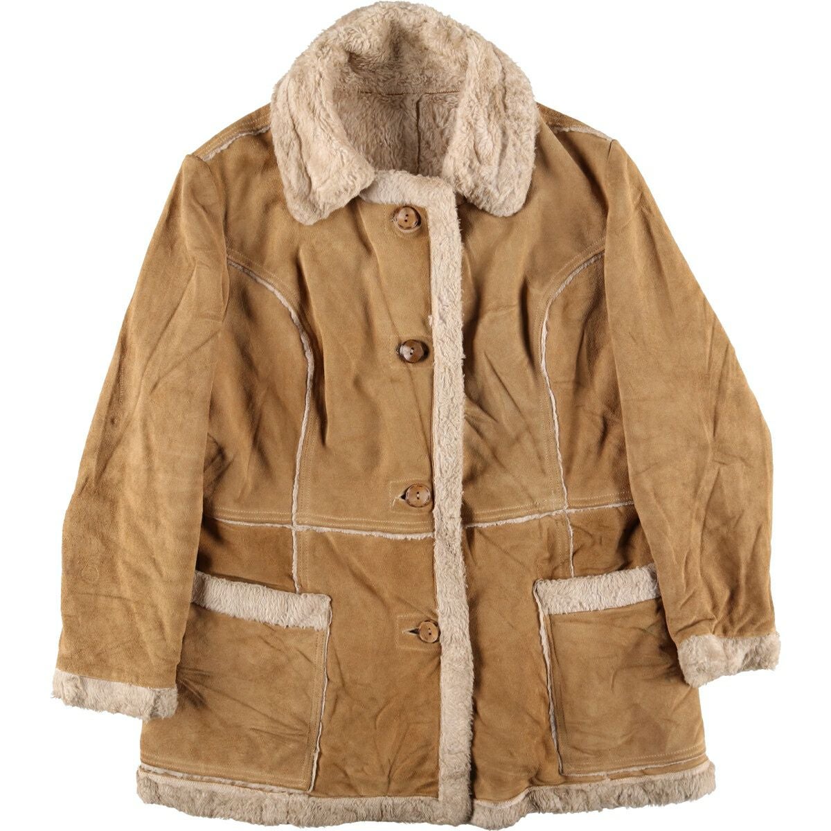 古着 シアーズ Sears スエードレザーランチコート レディースL相当