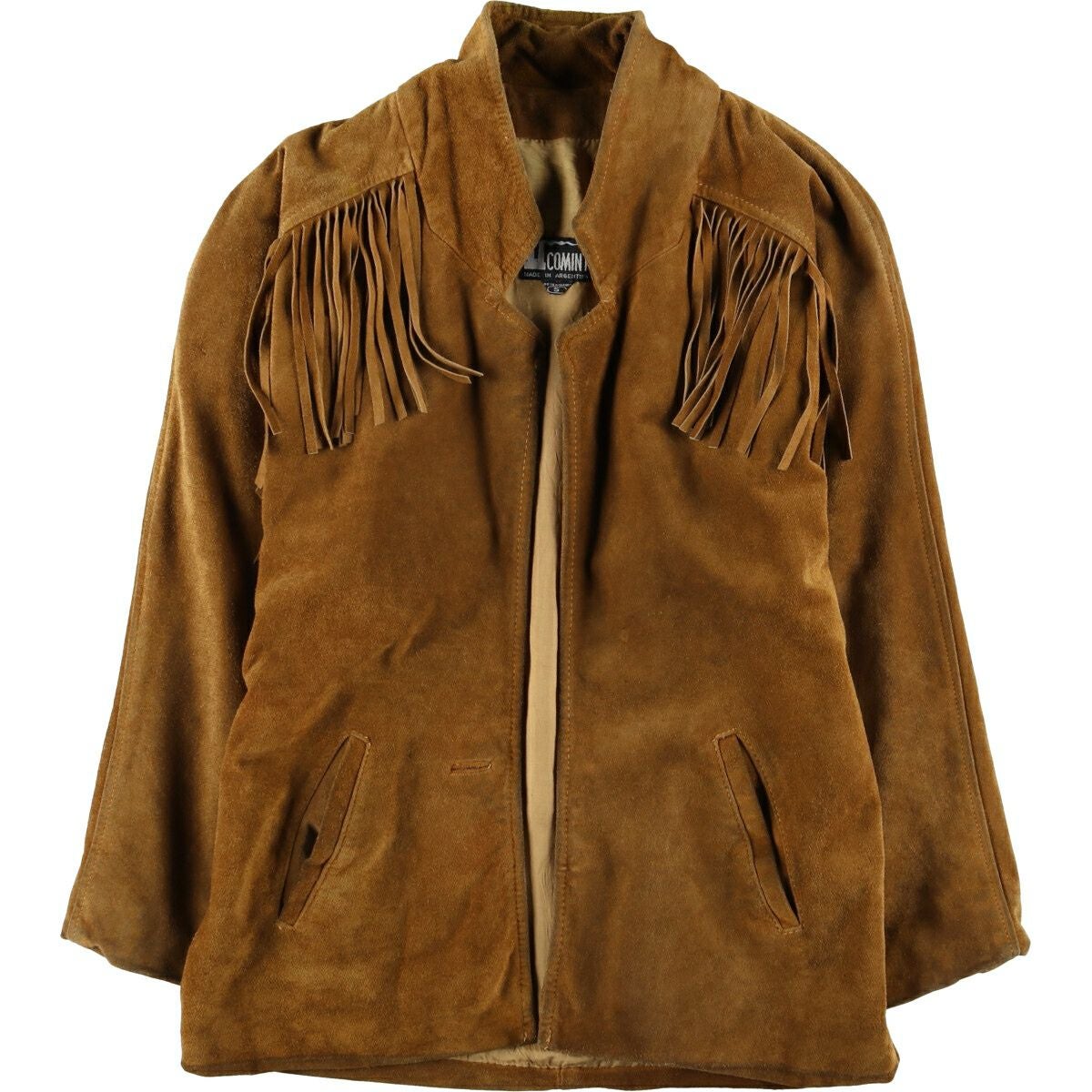 古着 COMINT フリンジ付き スエードレザージャケット 羽織り