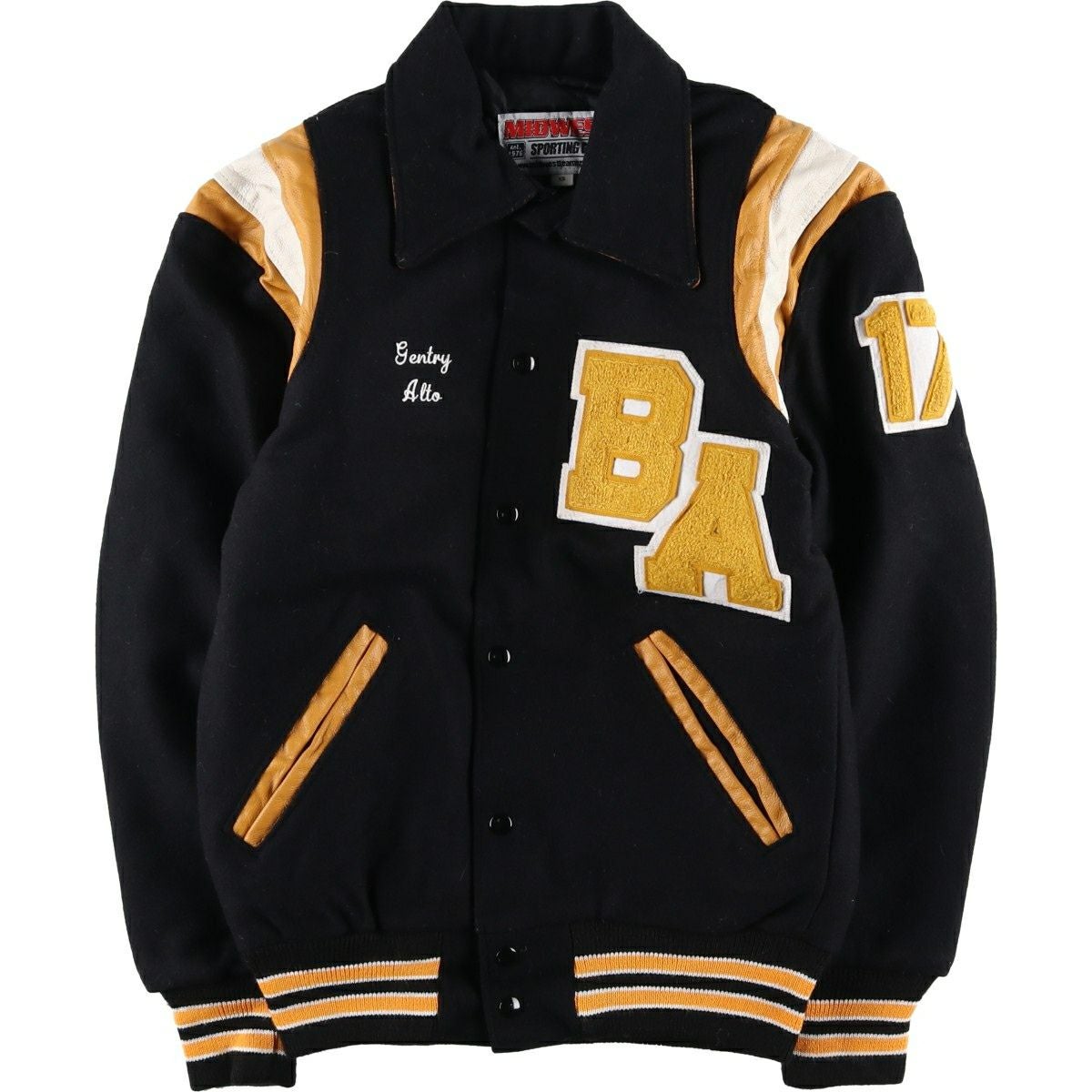 古着 MIDWEST 襟付き 中綿入り ウールスタジャン アワードジャケット