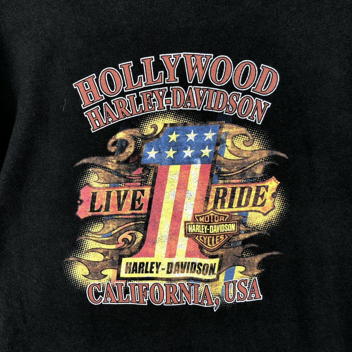 ハーレーダビッドソン 袖プリ OLD ファイヤーパターン イーグル 古着 00年代 ハーレーダビッドソン Harley-Davidson 鷲柄 イーグル柄