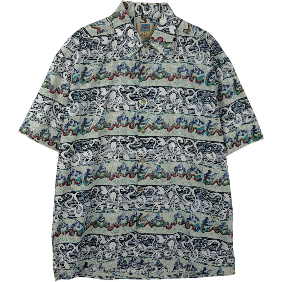 古着 ステューシー STUSSY 総柄 リーフ柄 オープンカラー レーヨン