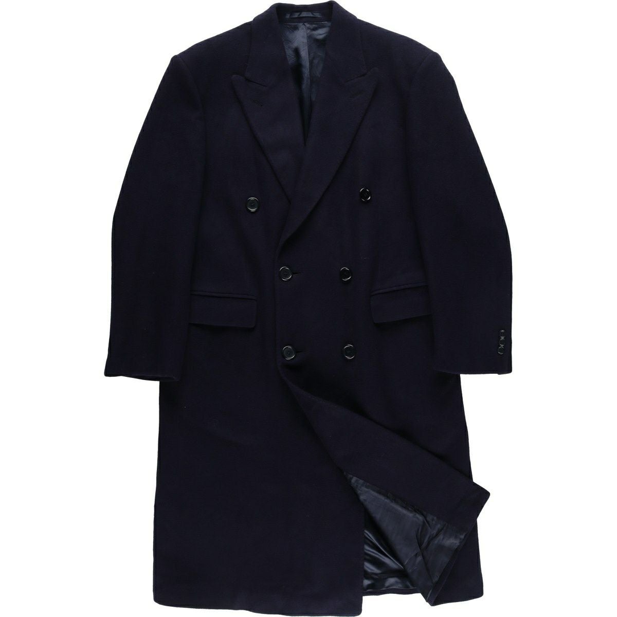 古着 Cecil Gee ダブルブレスト ピークドラペル カシミア チェスター