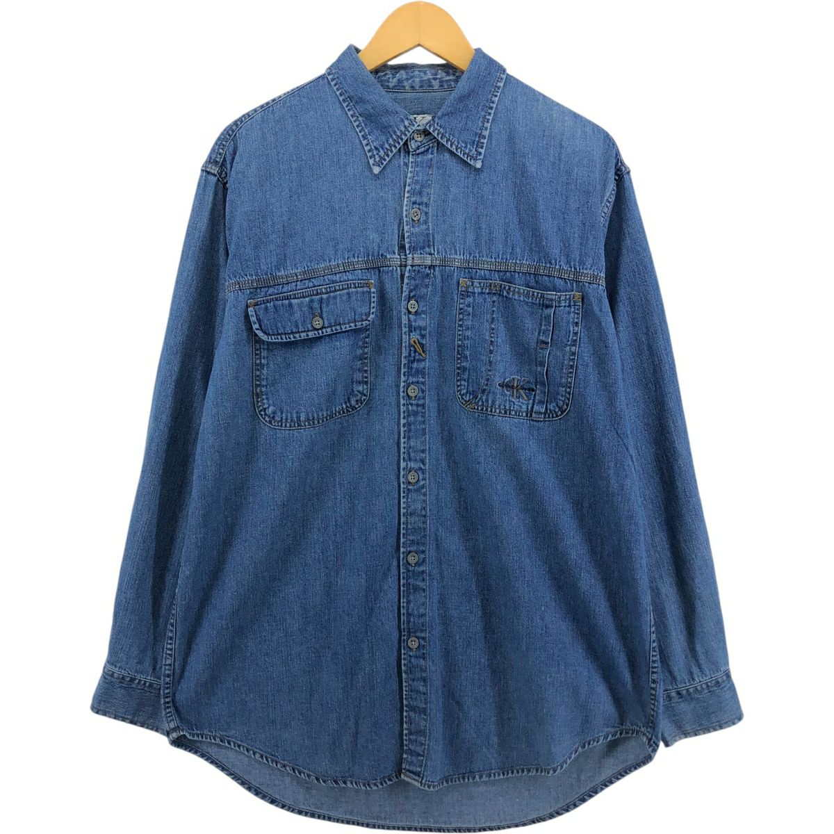 古着 90~00年代 カルバンクライン   JEANS 半袖 オープンカラー コットン×リネンシャツ ボックスシャツ メンズL相当 ヴィンテージ /eaa566025 古着 90～00年代 カルバンクライン Calvin klein JEANS 半袖 オープン