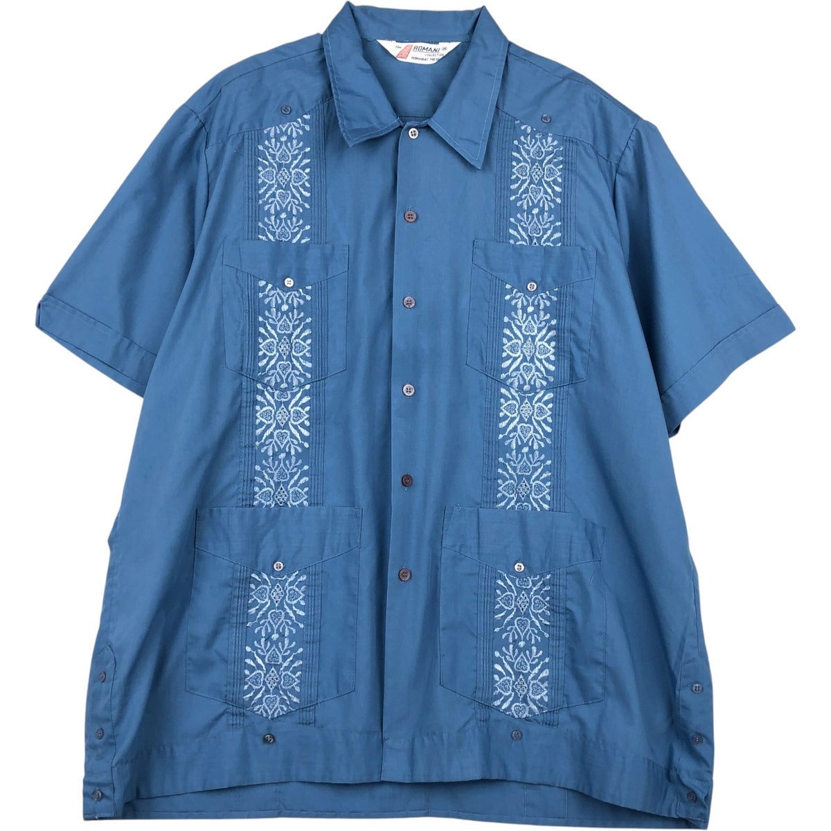 古着 80～90年代 ROMANI 半袖 オープンカラー メキシカンシャツ