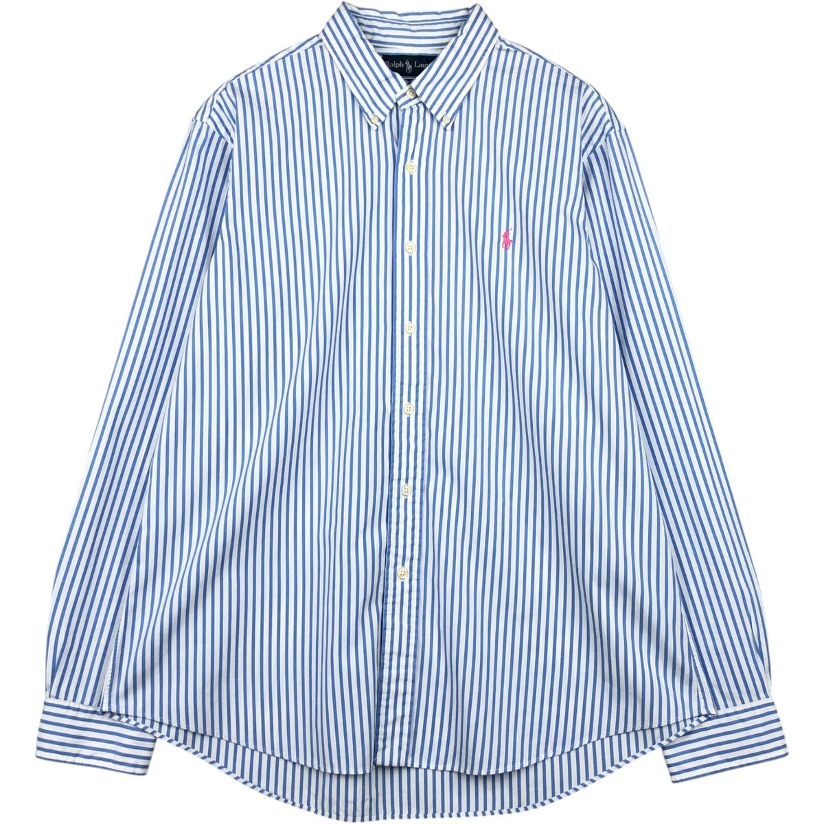 タグ付き未使用♡ラルフローレン　カスタムフィット　長袖シャツ　ブルー　ストライプ 古着 ラルフローレン Ralph Lauren CUSTOM FIT マルチストライプ 長袖