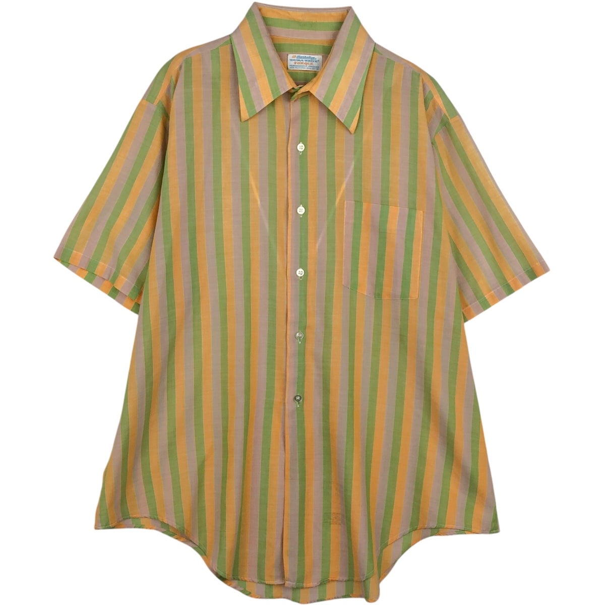 古着 70年代 ヴァンヒューゼン VAN HEUSEN ストライプ柄 半袖 ポリ