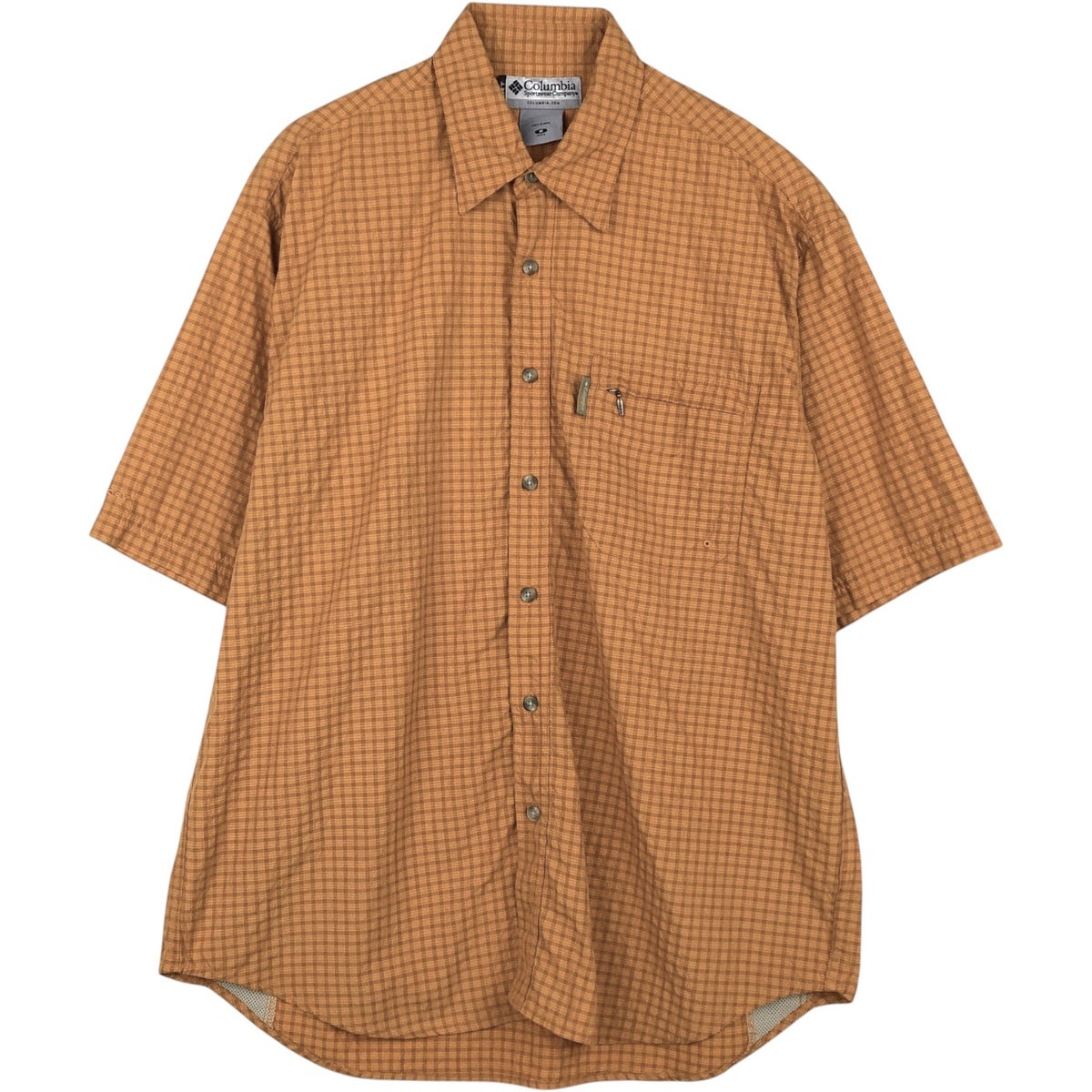 古着 コロンビア Columbia GRT シアサッカー 半袖 チェックシャツ