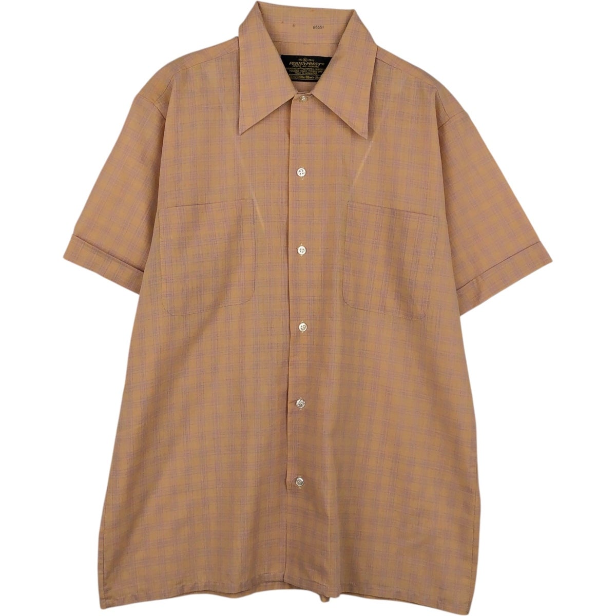古着 70年代 シアーズ Sears ストライプ柄 半袖 ポリコットンシャツ