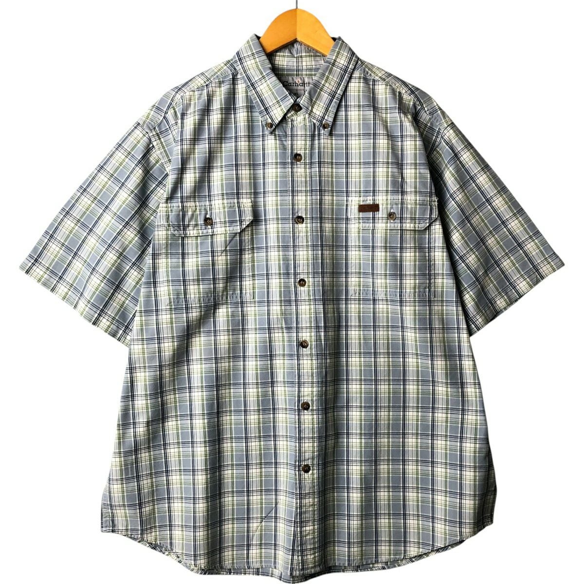 ス*サ様 カーハートチェク 古着 カーハート Carhartt チェック柄 ボタンダウン 半袖 ワークシャツ