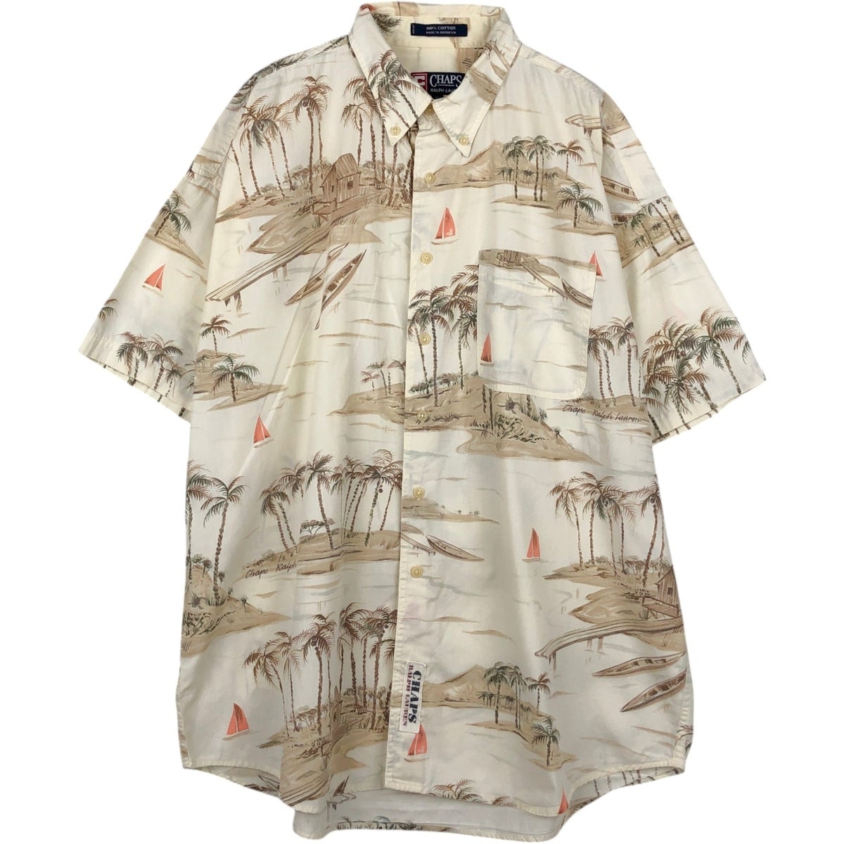 古着 ラルフローレン Ralph Lauren CHAPS チャップス 総柄 ボタン