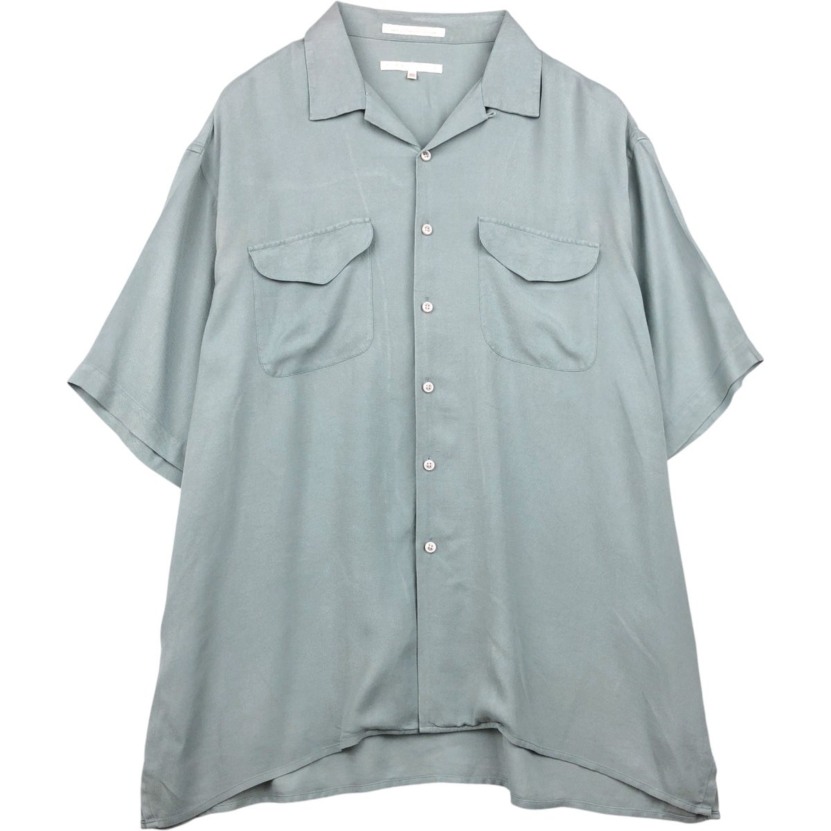 古着 ペリーエリス PERRY ELLIS 総柄 オープンカラー 長袖 シルク