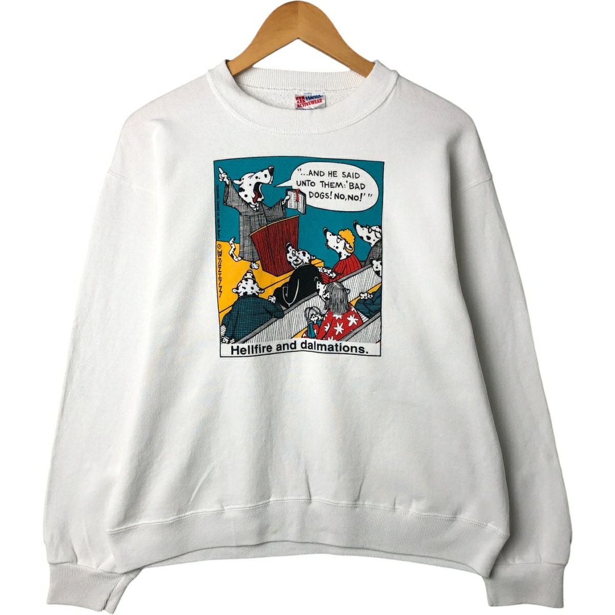 古着 80年代 ヘインズ Hanes ACTIVEWEAR 青タグ プリントスウェット