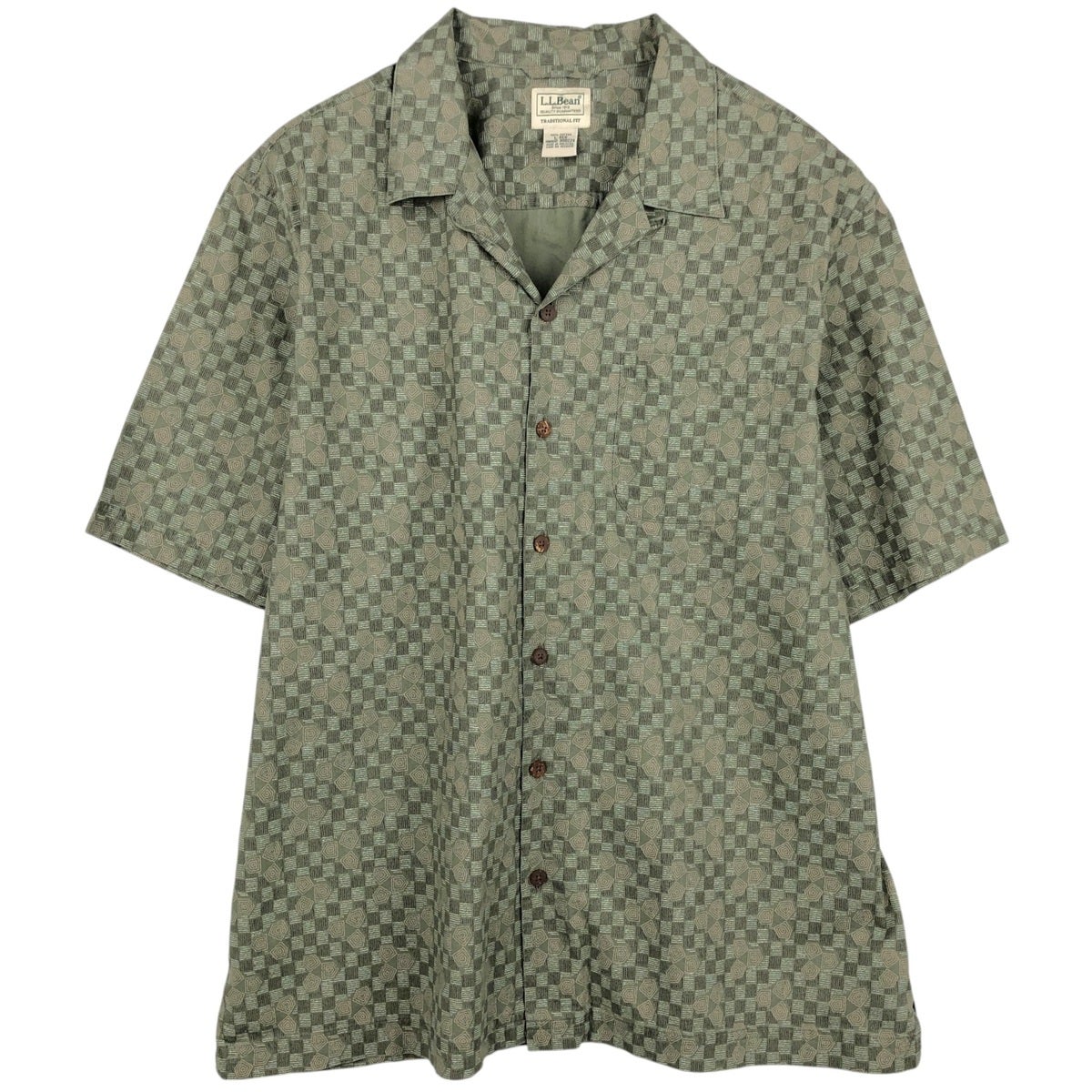 古着 90～00年代 エルエルビーン L.L.Bean 総柄 半袖 オープンカラー