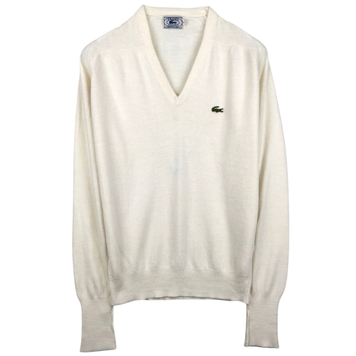 古着 70年代 ラコステ LACOSTE IZOD Vネック アクリルニットセーター