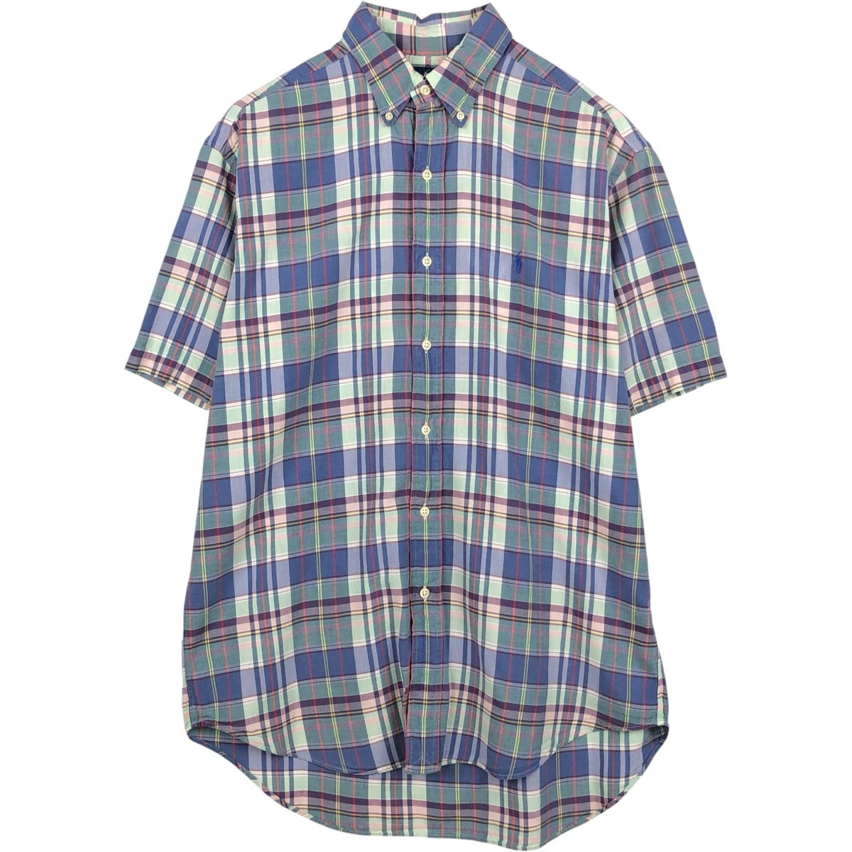 古着 ラルフローレン Ralph Lauren BLAKE パッチワーク 半袖 ボタン
