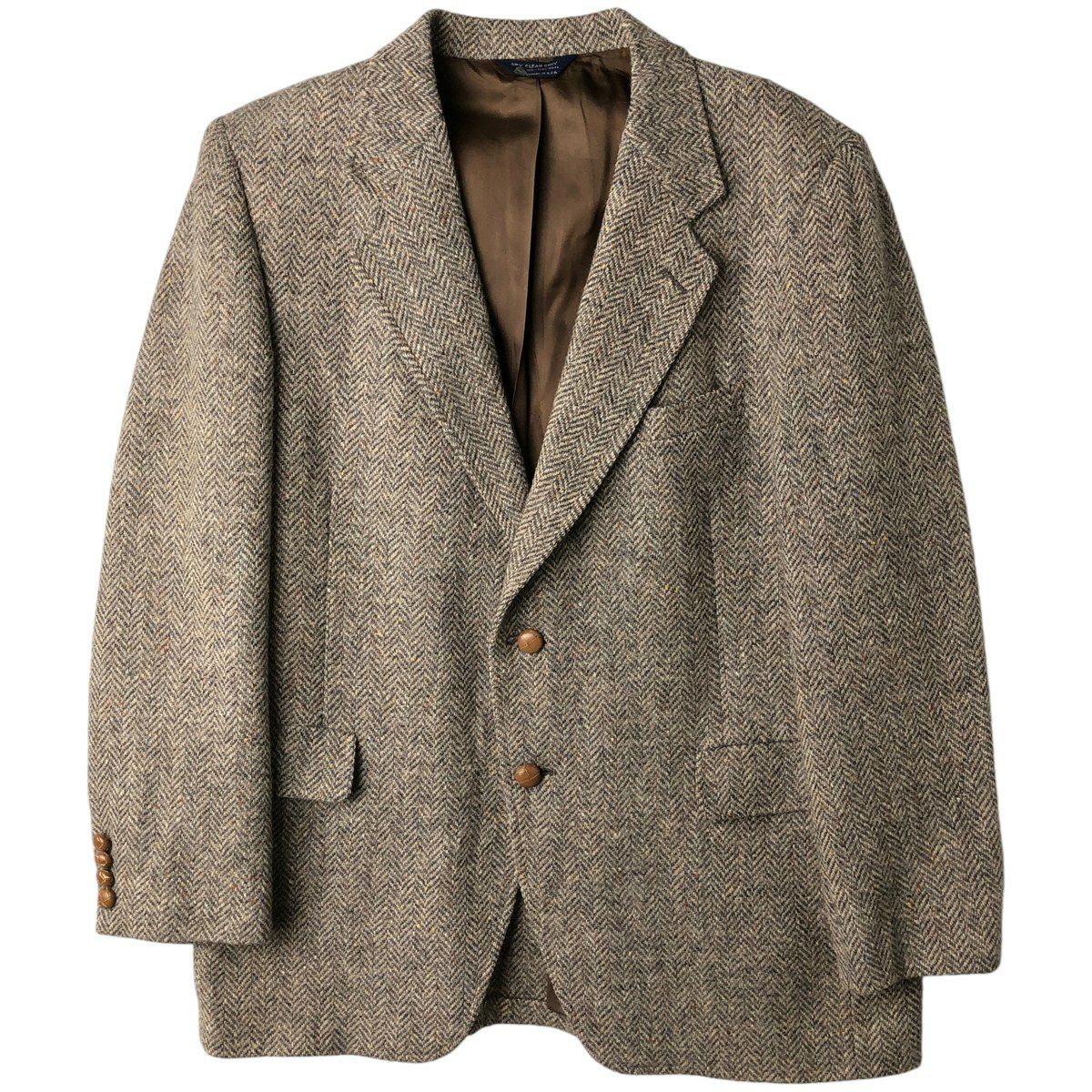 古着 Saddleworth ヘリンボーン カラーネップ ウールテーラード