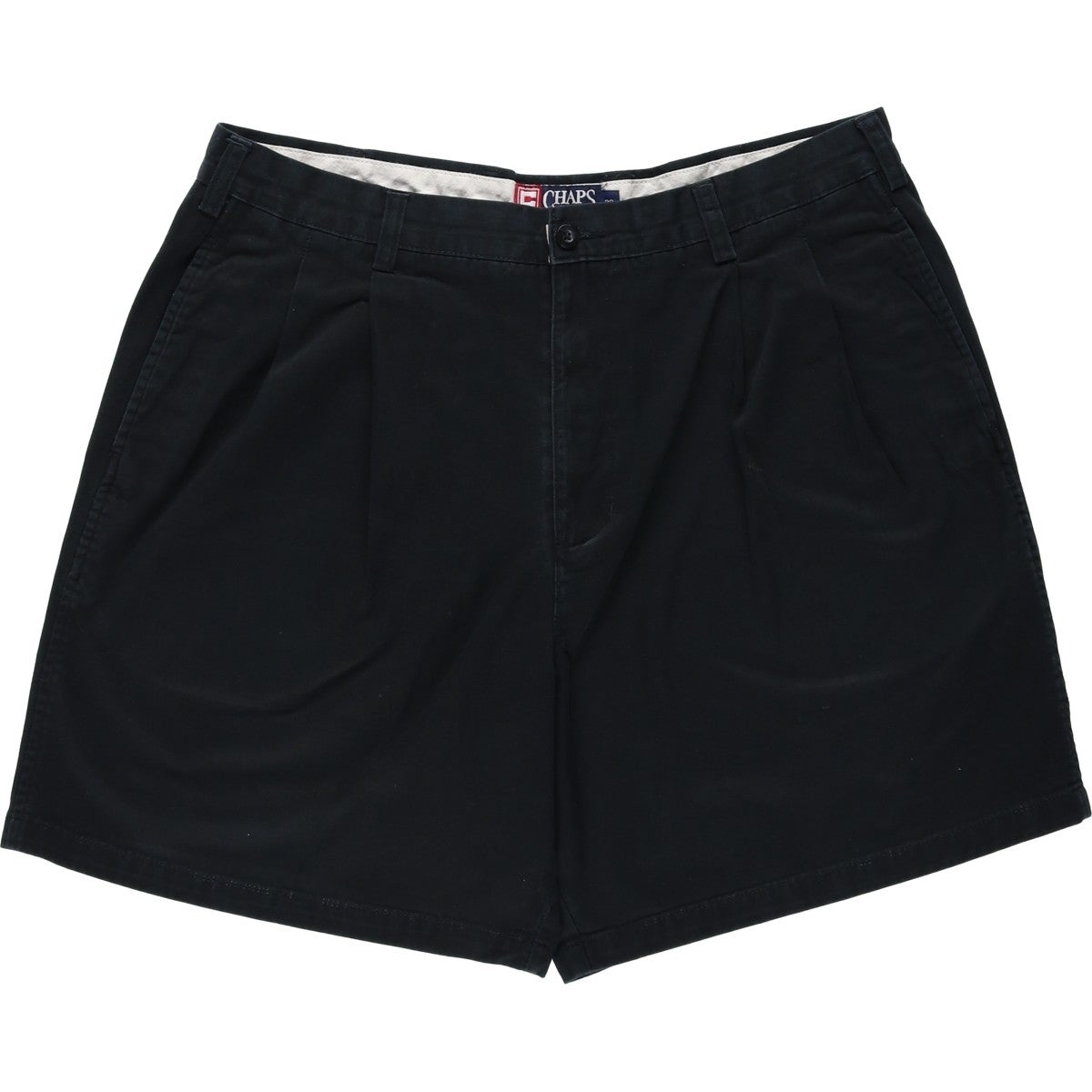 ラルフ リネン　シルク タック　ショーツ 黒 36　ブラック　古着　ハーフ 古着 ラルフローレン Ralph Lauren CHAPS チャップス ツータック チノ