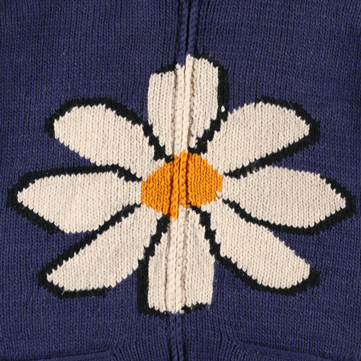 古着 Minga Imports 花柄 デイジー柄 エクアドルニットジップパーカー