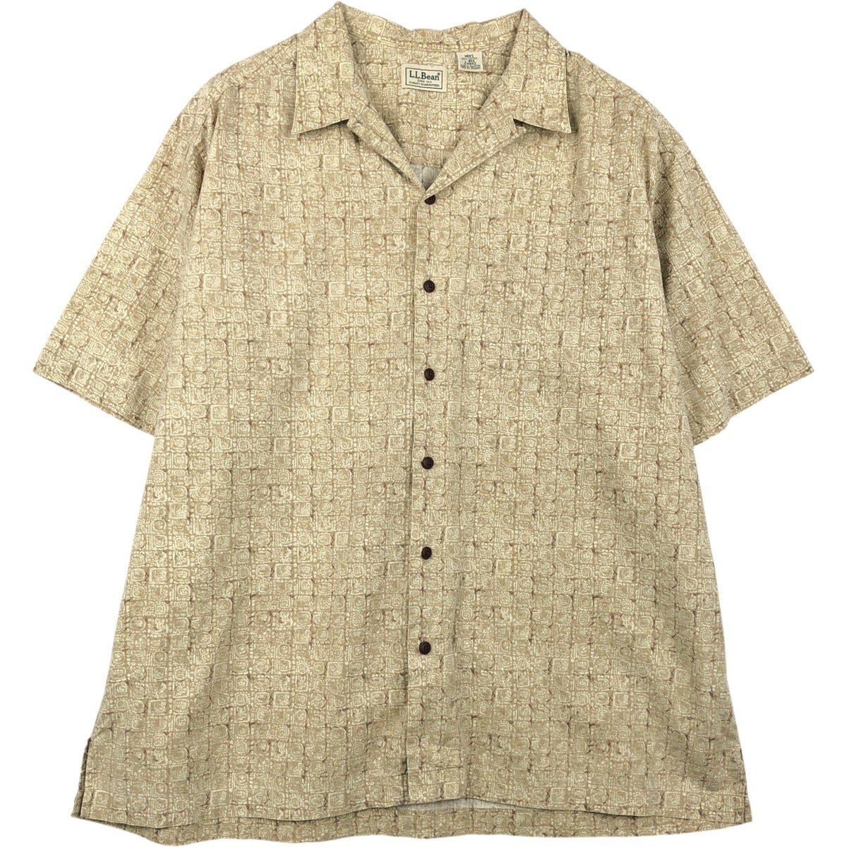古着 90～00年代 エルエルビーン L.L.Bean 総柄 半袖 オープンカラー