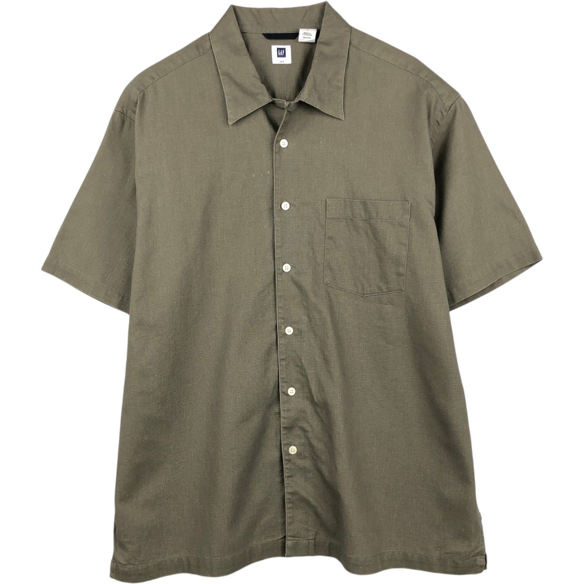 古着 ギャップ GAP 半袖 オープンカラー リネンシャツ ボックスシャツ