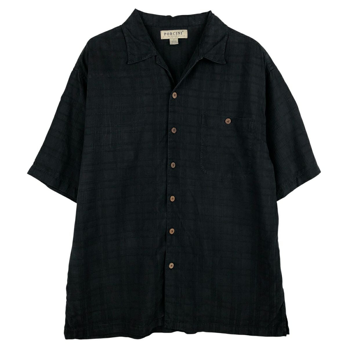 古着 CITY 半袖 オープンカラー シルクシャツ ボックスシャツ メンズL
