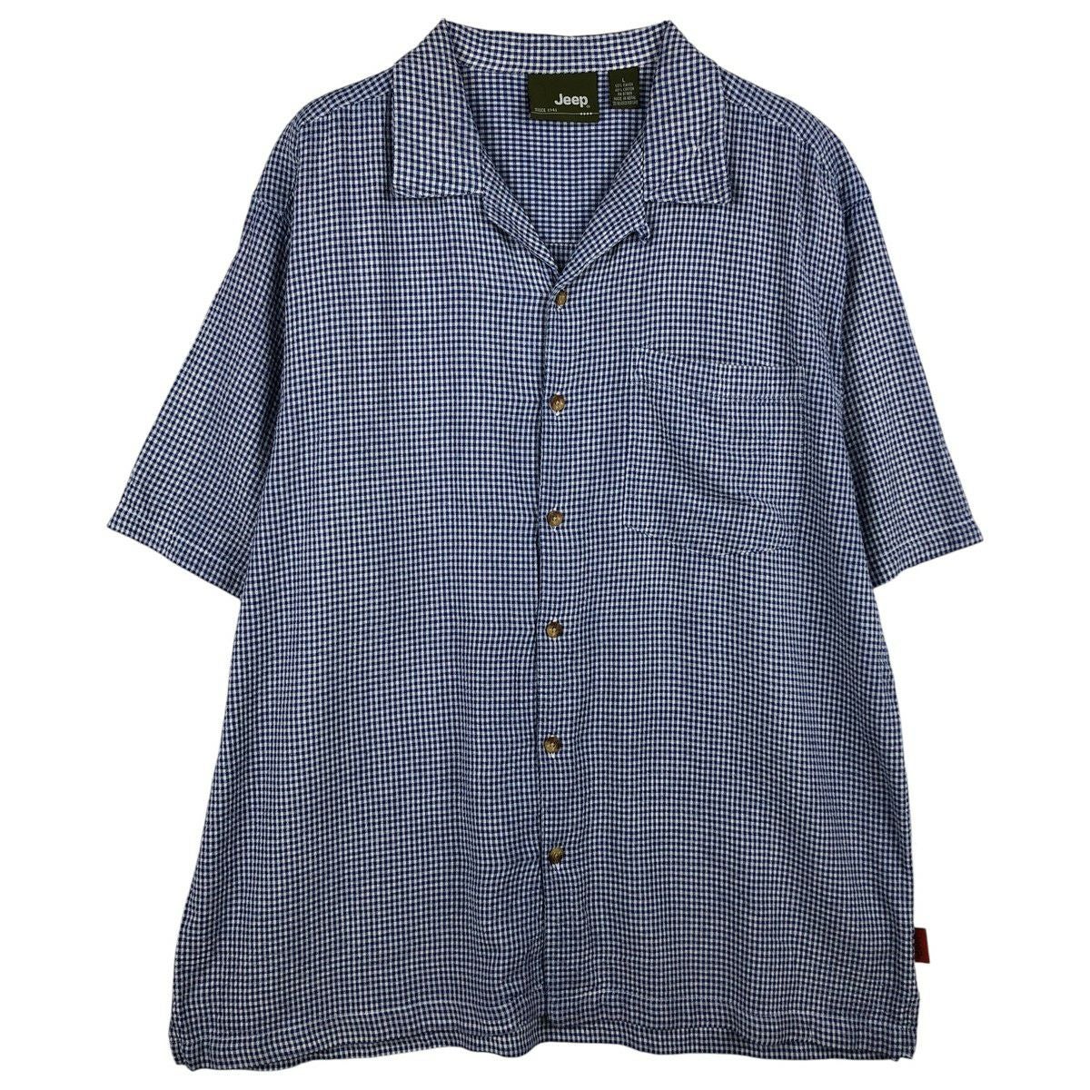 古着 ペリーエリス PERRY ELLIS チェック柄 半袖 オープンカラー ポリ